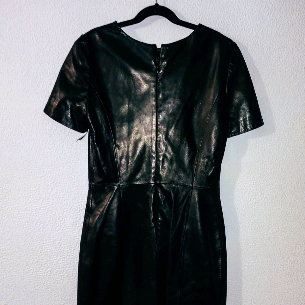Black Genuine Leather Mini Dress